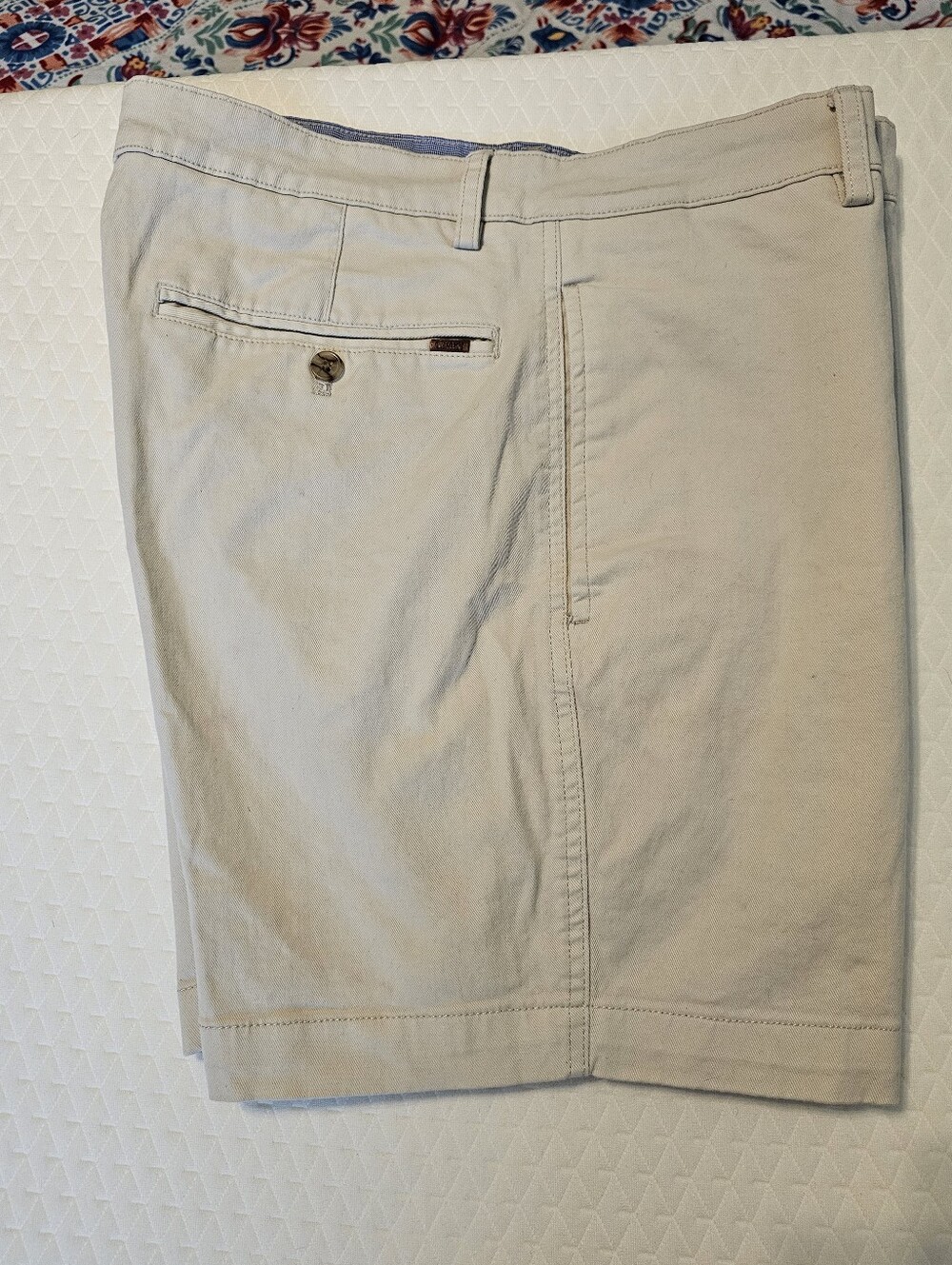 Chaps Mens Size 36 Stretch Chino Shorts Khaki Beige Flat Front Casual